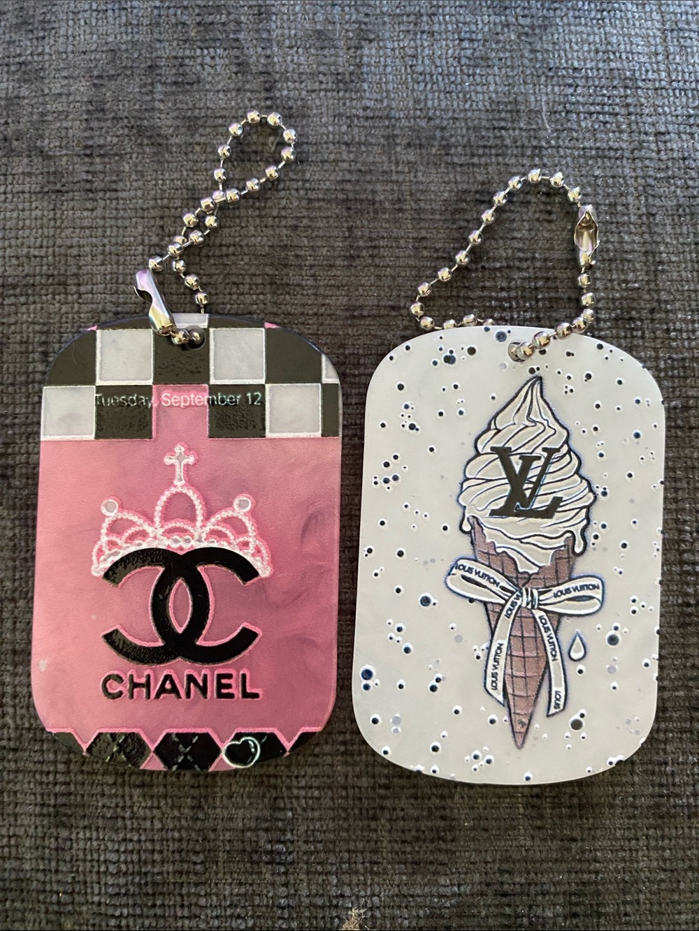 NWOT Pink and Black Embroidered Logo Tag Keychain 🖤🩷
